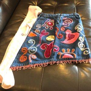 Beetlejuice denim skirt with bonus cute stockings.